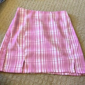 Pink Plaid Mini Skirt